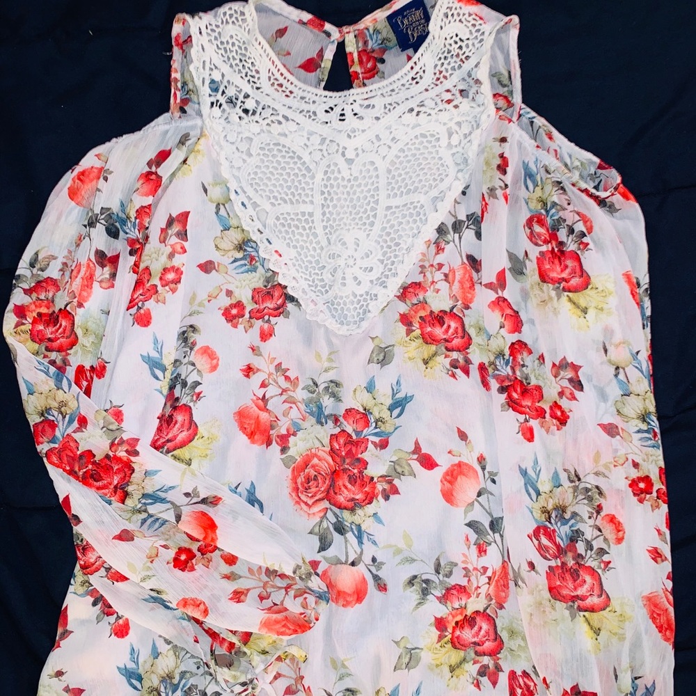 Juniors Disney Open Shoulder Blouse